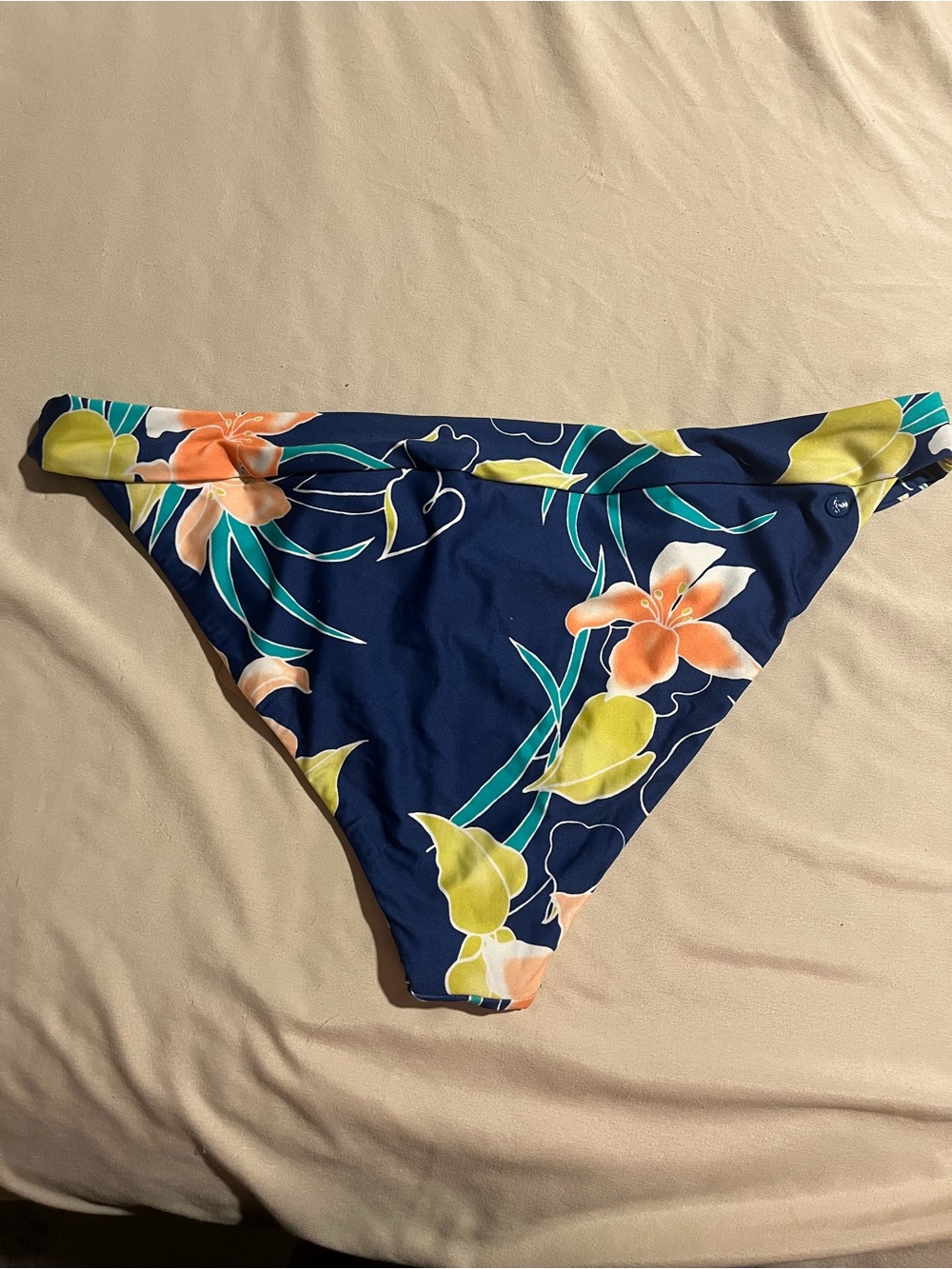 Volcom Navy Floral Bikini Bottom with Orange & Lime Blooms